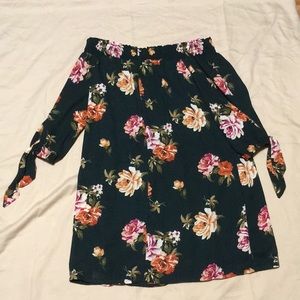 Teal-Floral Print Blouse NWOT